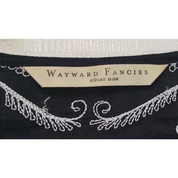 WAYWARD FANCIES ESHAKTI Tunic embroidered casual black size 3X-26W - Picture 2 of 8